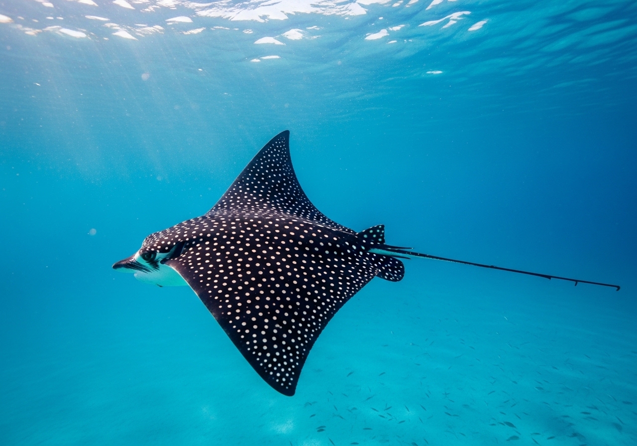 Unterwasserfoto: Adlerrochen (Aetobatus narinari) in Koh Tao