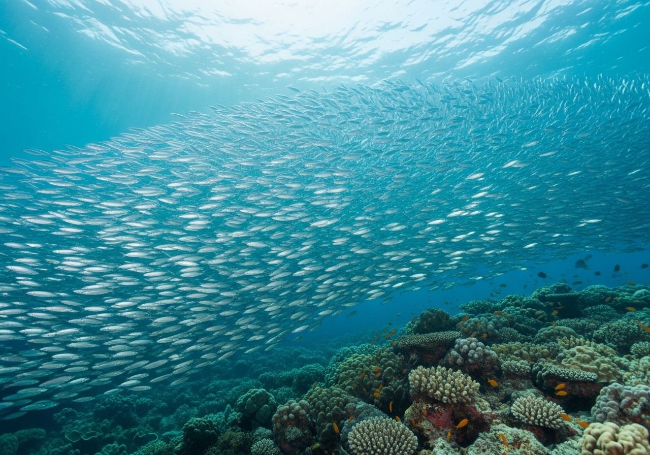 Unterwasserfoto: Füsiliere (Caesio teres) in Koh Tao