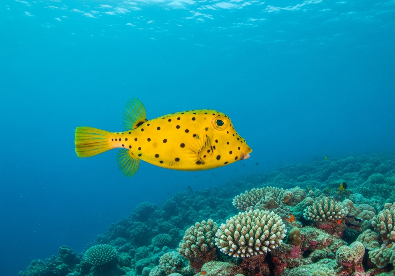 Unterwasserfoto: Kofferfisch (Ostracion cubicus) in Koh Tao