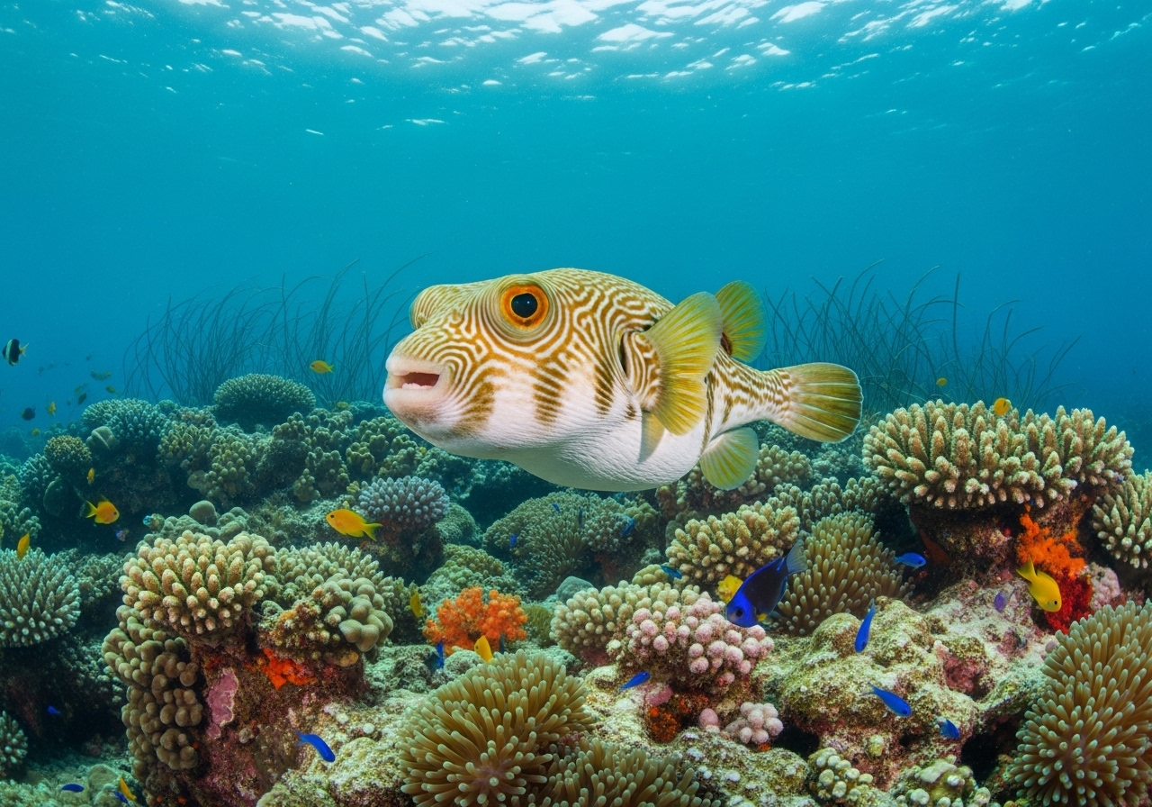 Unterwasserfoto: Kugelfisch (Tetraodontidae) in Koh Tao