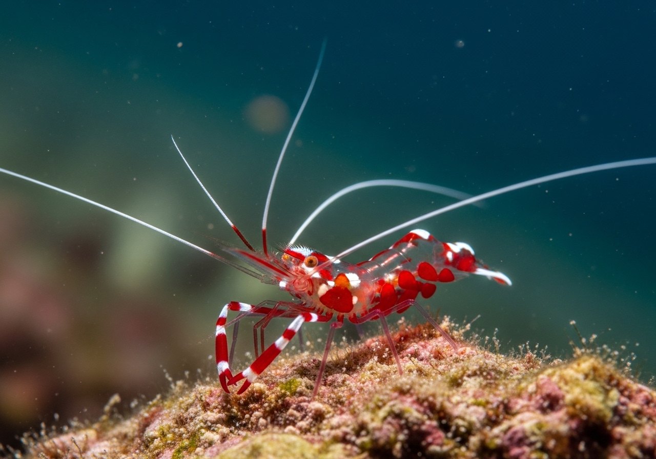 Unterwasserfoto: Putzergarnele (Lysmata amboinensis) in Koh Tao