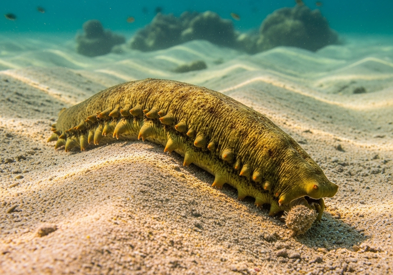 Unterwasserfoto: Seegurke (Holothuria scabra) in Koh Tao